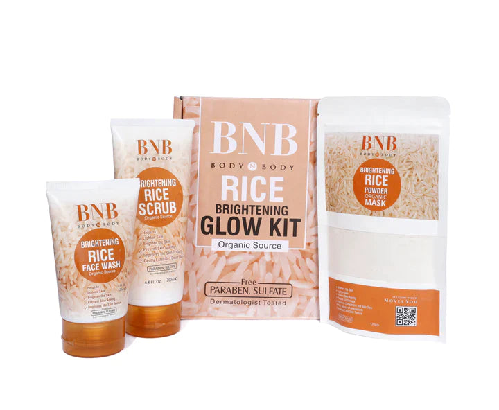 BNB Brightening Glow Kit Rice Scrub Face Wash